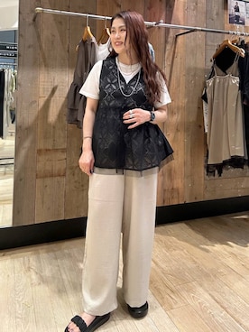 「LEPSIM（レプシィム）のシアーメランジT　497226（Tシャツ/カットソー、ホワイト系）」を使った、mrt601lepsimさん（レディース）の春コーディネート