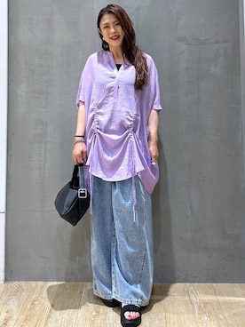 「LEPSIM（レプシィム）のイージーデニムパンツ　630150【KKfashion紹介アイテム】（デニムパンツ、ブルー系）」を使った、mrt601lepsimさん（レディース）の夏コーディネート