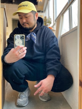 「Handmade（ハンドメイド）のアイテム（財布/小物）」を使った、KOIZUMI TAIKIさん（メンズ・174cm）の冬コーディネート