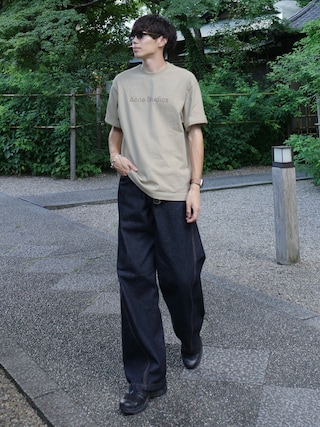 「WYM LIDNM（ウィム バイ リドム）のVINTAGE WASHED CURVED DENIM（デニムパンツ）」を使った、Ryoさん（メンズ・172cm）の夏コーディネート