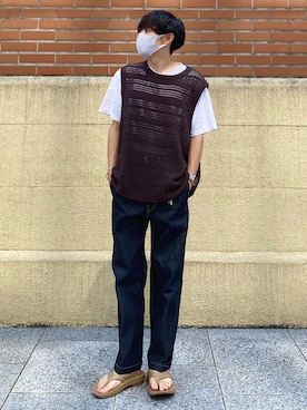 「MONKEY TIME（モンキータイム）のアイテム（トップス）」を使った、Ryoさん（メンズ・172cm）の夏コーディネート