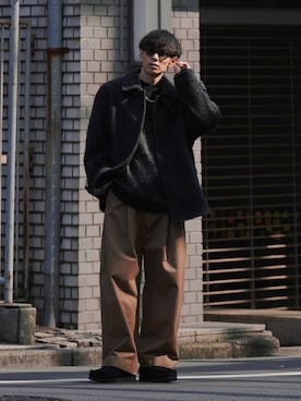 「グラデーションニット」｜「アイテム（ブルゾン）」を使った、Ryoさん（メンズ・172cm）の秋コーディネート