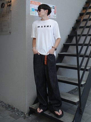 「WYM LIDNM(ウィム バイ リドム)のLASER FADE STANDARD STRAIGHT DENIM/COLORFAST SLUB STANDARD DENIM(デニムパンツ)」を使った、Ryoさん(メンズ・172cm)の秋コーディネート