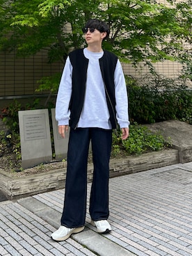 「アイテム（ベスト）」を使った、Ryoさん（メンズ・172cm・20代）の春コーディネート