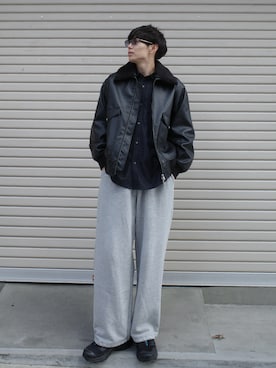 「アイテム（スウェットパンツ）」を使った、Ryoさん（メンズ・172cm）の秋コーディネート