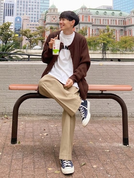 「nowm（ノウム）のアイテム（トップス）」を使った、Ryoさん（メンズ・172cm）の秋コーディネート