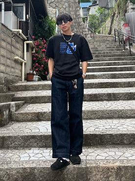 「Maison Kitsune（メゾンキツネ）のアイテム」を使った、Ryoさん（メンズ・172cm）の夏コーディネート