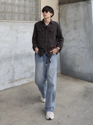 「WYM LIDNM(ウィム バイ リドム)のARC CURVED DRAPE DENIM(デニムパンツ)」を使った、Ryoさん(メンズ・172cm)の秋コーディネート