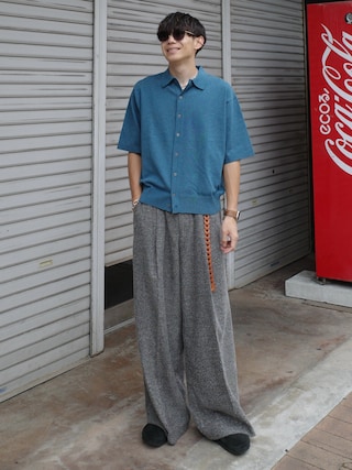 Ryoさんの「T/C BASIC HALF SLEEVE KNIT SHIRT（WYM LIDNM | ウィム バイ リドム）」を使ったコーディネート