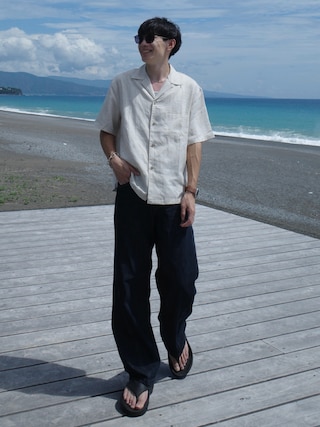 「WYM LIDNM(ウィム バイ リドム)のDRAPE LINEN H/S SHIRT(シャツ/ブラウス)」を使った、Ryoさん(メンズ・172cm)の秋コーディネート