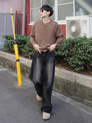 「WYM LIDNM(ウィム バイ リドム)のT/C CREW COMPACT CARDIGAN(カーディガン/ボレロ)」を使った、Ryoさん(メンズ・172cm)の秋コーディネート