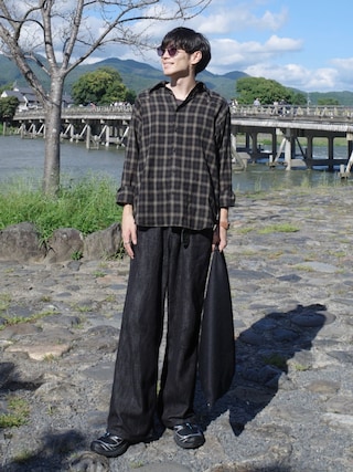 「LIDNM（リドム）のWool Plaid Western Shirt（シャツ/ブラウス）」を使った、Ryoさん（メンズ・172cm）の秋コーディネート