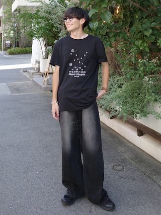 「WYM LIDNM（ウィム バイ リドム）のCURVED FLARE DENIM SLACKS（デニムパンツ）」を使った、Ryoさん（メンズ・172cm）の夏コーディネート