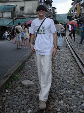 「アイテム（ショルダーバッグ）」を使った、Ryoさん（メンズ・172cm・20代）の夏コーディネート
