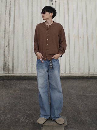 「WYM LIDNM(ウィム バイ リドム)のT/C CREW COMPACT CARDIGAN(カーディガン/ボレロ)」を使った、Ryoさん(メンズ・172cm)の秋コーディネート