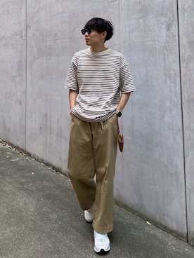 「Steven Alan（スティーブンアラン）の＜Steven Alan＞  HI-DENS BORDER CREW NECK SHORT SLEEVE TEE-BOLD/Tシャツ（Tシャツ/カットソー）」を使った、Ryoさん（メンズ・172cm）の夏コーディネート