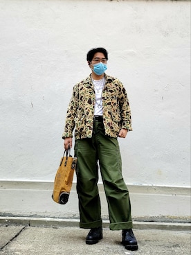 「RRL（ダブル アール エル）のアイテム（バッグ）」を使った、CurtisWさん（メンズ・168cm）の春コーディネート