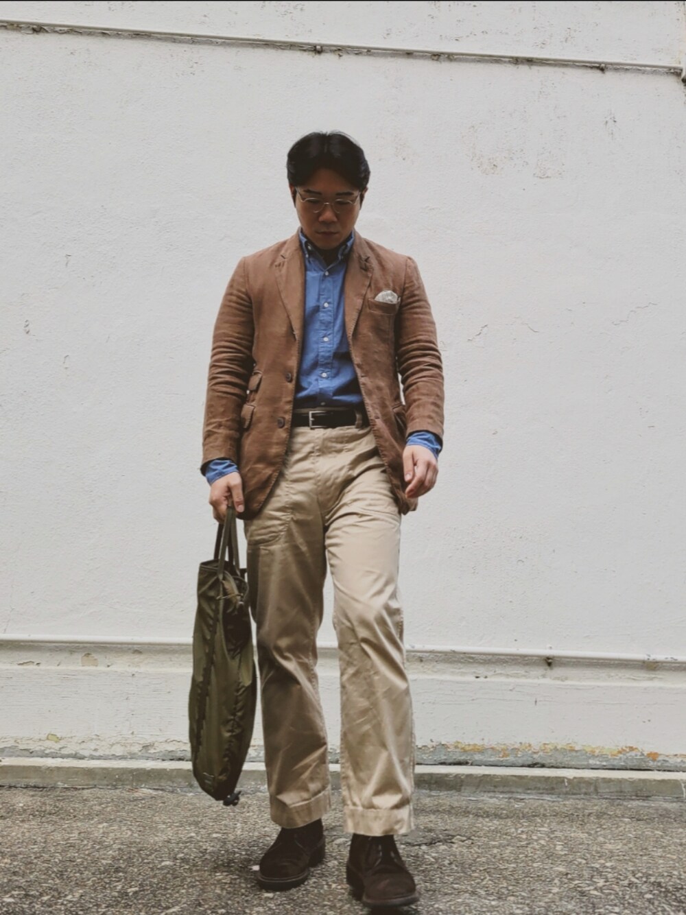 「man1924のアイテム（テーラードジャケット、ブラウン系）」を使った、CurtisWさん（メンズ・168cm）の冬コーディネートの1枚目の写真