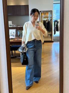 「アイテム（ストール/ショール）」を使った、RDsayaさん（レディース・154cm）の秋コーディネート