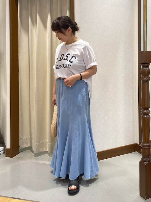 極美品✨ リヴドロワ モン デニムスカート サックスブルー タイト ロング 38 RIVE DROITE デニムスカート 「MONN.:.(モン)」LOOSE DENIM