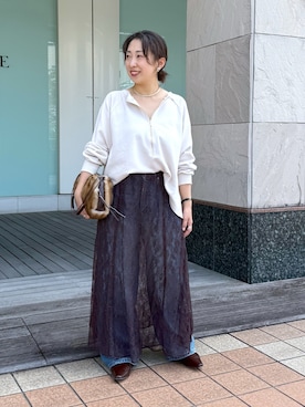 「アイテム（チョーカー、ゴールド系）」を使った、RDsayaさん（レディース・154cm）の秋コーディネート
