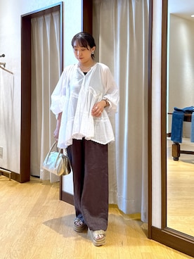 「ブラウスコーデ」｜「アイテム（アクセサリー）」を使った、RDsayaさん（レディース・154cm）の夏コーディネート