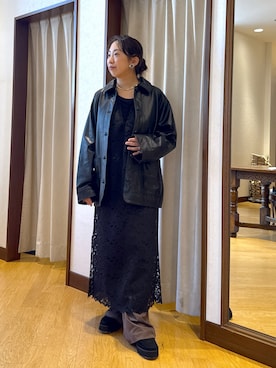 「RIVE DROITE（リヴドロワ）の【MONN.:.(モン)】レザージャケット（その他アウター）」を使った、RDsayaさん（レディース・154cm・30代）の秋コーディネート