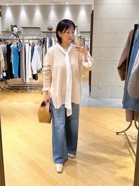 「フレアデニム」｜RDsayaさん（レディース・154cm）の冬コーディネート