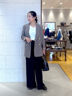 「RIVE DROITE（リヴドロワ）のコンビカラーイヤリング（イヤリング、シルバー系）」を使った、RDsayaさん（レディース・154cm）の秋コーディネート