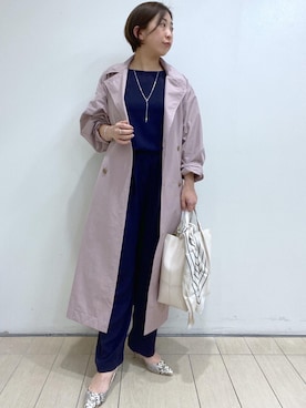 「RIVEDROITE」｜「アイテム（トレンチコート）」を使った、RDsayaさん（レディース・154cm）の春コーディネート