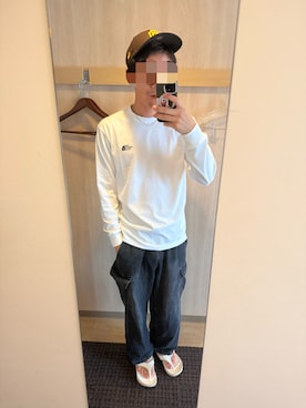 「アイテム（サンダル）」を使った、Tsu-neさん（メンズ・178cm）の秋コーディネート