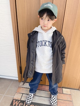 「ロゴパーカー」｜「アイテム（モッズコート）」を使った、h♡e♡aさん（キッズ・110cm）の春コーディネート