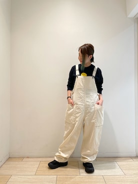 「MANASTASH（マナスタッシュ）のアイテム（オールインワン・サロペット）」を使った、Renさん（レディース・153cm）の秋コーディネート