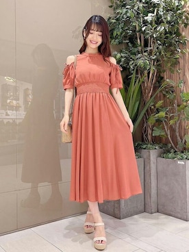 「オープンショルダー」｜「アイテム（ワンピース/ドレス）」を使った、HIROMIさん（レディース・170cm）の夏コーディネート