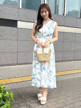 「花柄ワンピース」｜HIROMIさん（レディース・156cm）の夏コーディネート