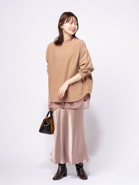 「Noble（ノーブル）のサテンマーメイドスカート（スカート）」を使った、noble_miyuuさん（レディース・158cm）の秋コーディネート