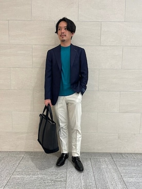 「アイテム（レッグウェア、ブルー系）」を使った、甲斐さん（メンズ・175cm）の春コーディネート