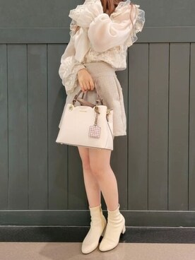 「オフホワイト」｜「アイテム（トートバッグ）」を使った、SAMANTHAVEGAShopStaffさん（レディース・157cm）の夏コーディネート
