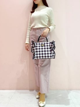 「チェックフリルハンドバッグ」｜SAMANTHAVEGAShopStaffさん（レディース・172cm）の春コーディネート