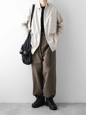 「ATTACHMENT（アタッチメント）のアイテム（バッグ）」を使った、aoiさん（メンズ・173cm）の秋コーディネート