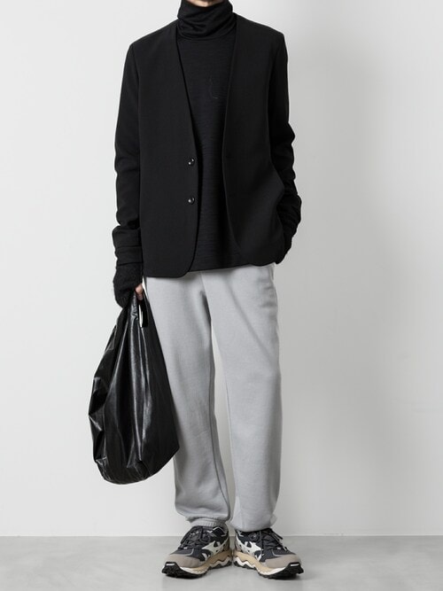 PE ストレッチダブルクロス カラーレスジャケット / PE STRETCH DOUBLE CLOTH COLLARLESS JACKET
