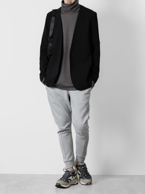 PE ストレッチダブルクロス カラーレスジャケット / PE STRETCH DOUBLE CLOTH COLLARLESS JACKET