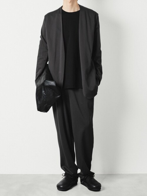 コットンダブルフェイス カラーレスカーディガン / COTTON DOUBLE FACE COLLARLESS CARDIGAN