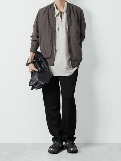 PE/CO/LI ツイル ハーフジップ S/Sシャツ / PE/CO/LI TWILL HALF ZIP S/S SHIRT