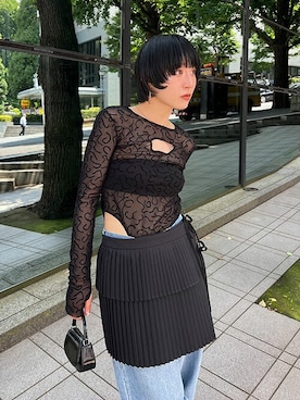 「アイテム（チューブトップ）」を使った、SORINさん（レディース・152cm）の夏コーディネート