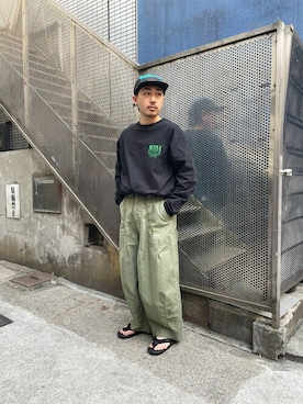「MANASTASH（マナスタッシュ）のアイテム（帽子）」を使った、Turkeyさん（メンズ・173cm）の春コーディネート