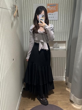 「MAJESTIC LEGON（マジェスティックレゴン）の2WAYボリュームローファー（ローファー、ブラウン系）」を使った、はなのさんの秋コーディネート