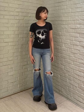 「ロック」｜sansanさん（レディース・160cm）の夏コーディネート