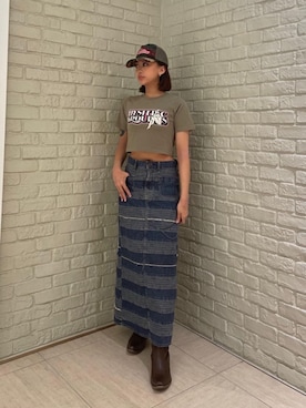 「シャツ 」｜「アイテム（帽子）」を使った、sansanさん（レディース・160cm）の夏コーディネート