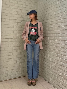 「アイテム（キャミソール、グリーン系）」を使った、sansanさん（レディース・160cm）の夏コーディネート